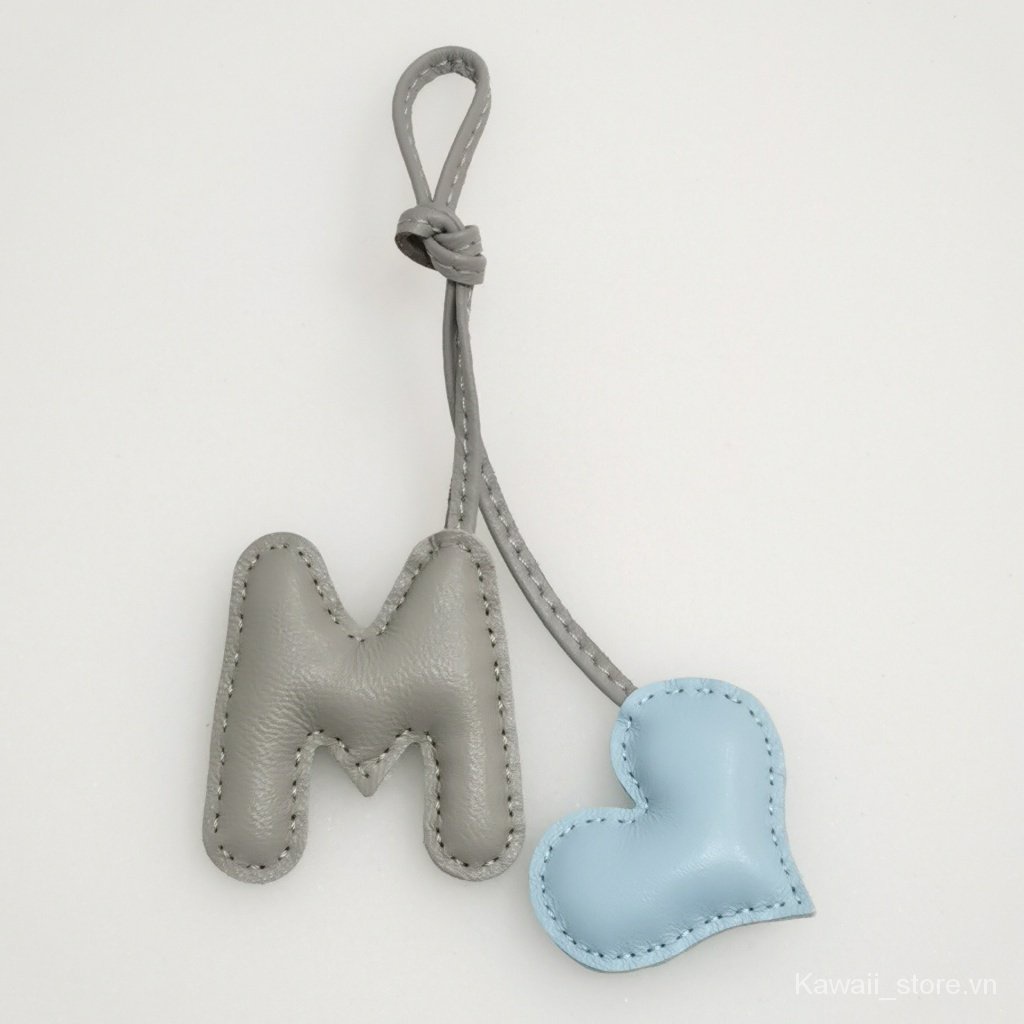 Hàng Mới Về Móc Khóa Xe Hơi / Túi Xách Bằng Da Cừu Thật In Chữ Love Màu Bạch Kim