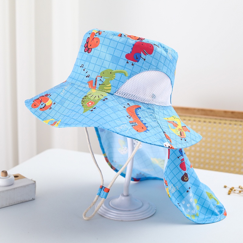 Mũ Chống Nắng Đi Biển Vành Rộng Họa Tiết Khủng Long Hoạt Hình Thời Trang Mùa Hè Cho Bé Trai