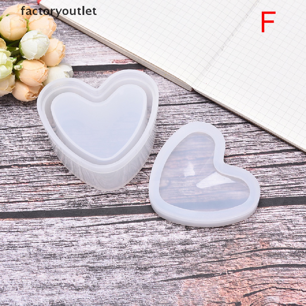 Khuôn Silicone Làm Hộp Trang Sức Hình Trái Tim Lục Giác DIY