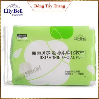 Bông tẩy trang Lily Bell vỏ xanh Extra Thin 240 miếng - Rose Beauty