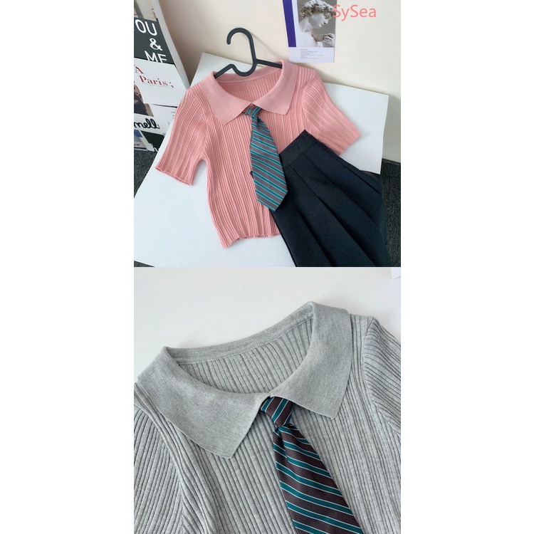 Áo Polo Dệt Kim Thời Trang Mùa Hè Pháp Cho Nữ