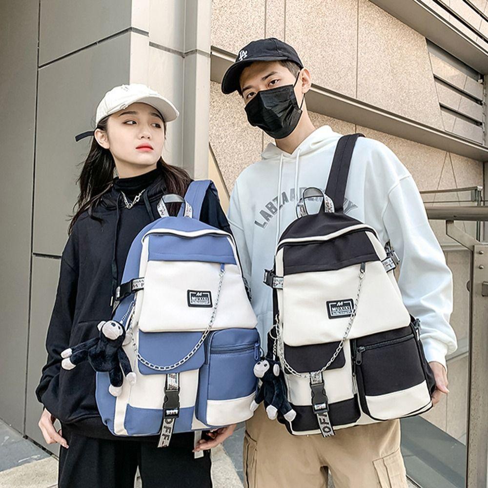 Fallforbeauty Ba Lô Đeo Vai Cỡ Lớn Bằng Nylon Hình Búp Bê Khỉ Phong Cách Hàn Quốc Có Thể Điều Chỉnh Cho Thanh Thiếu Niên