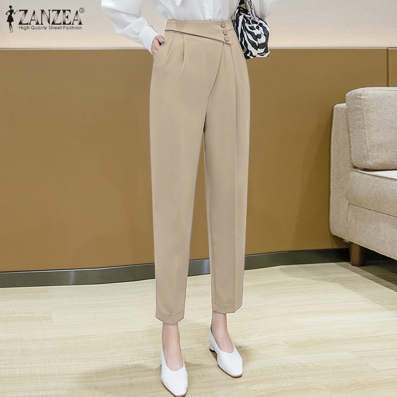 Zanzea Quần Dài Lưng Cao Phong Cách Hàn Quốc Thời Trang Cho Nữ
