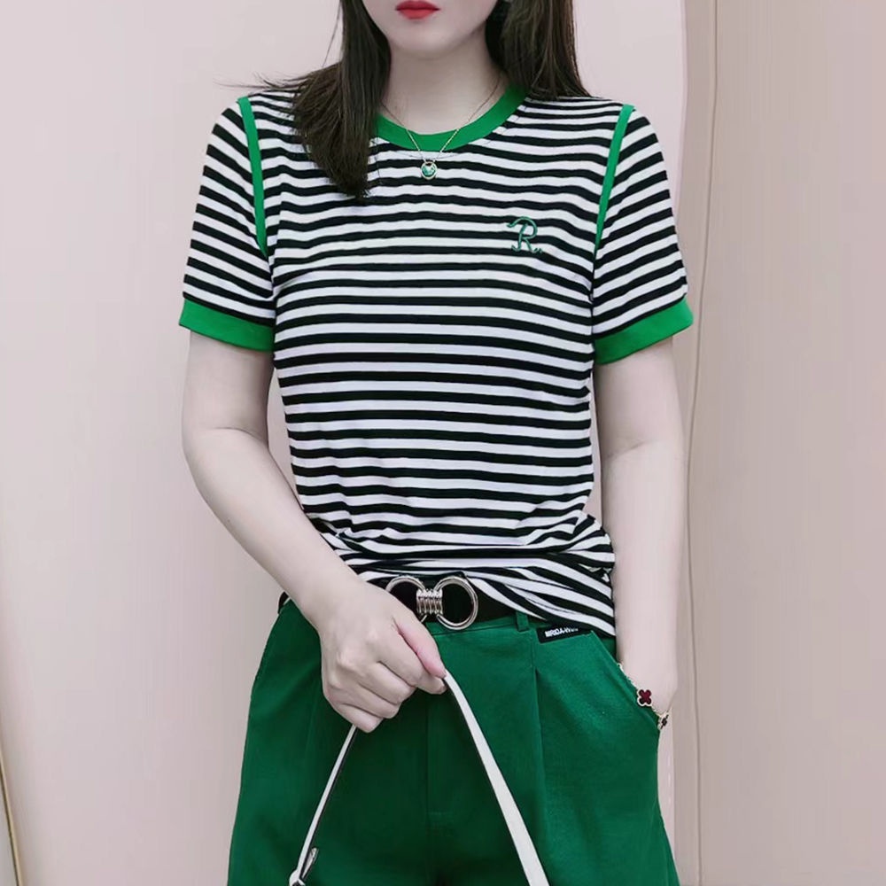 Áo Thun Nữ Sọc Ngang Ngắn Tay Thời Trang
