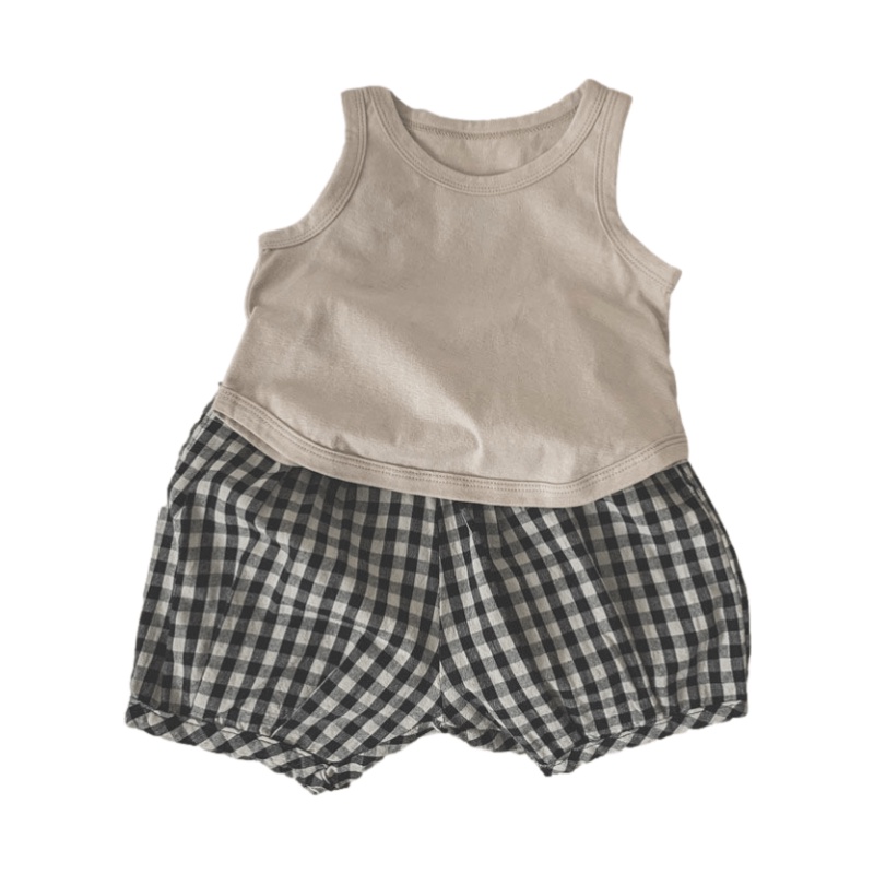 MNGRL Áo Ba Lỗ Cotton Màu Trơn Cổ Tròn Mềm Mát Bé Trai Bé Gái