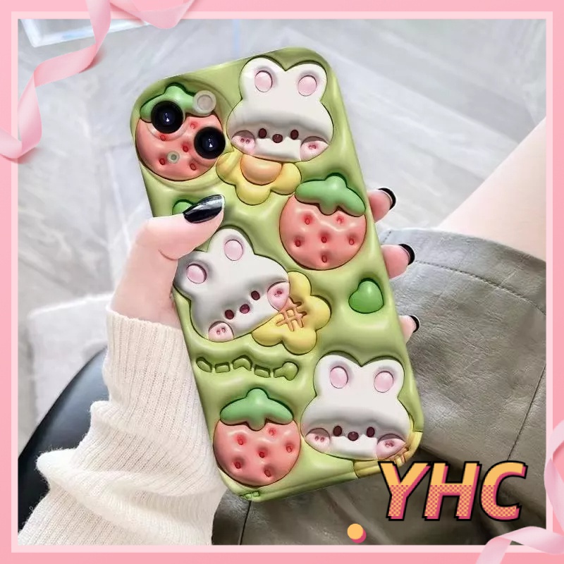 Ốp Lưng Phone Hiệu ứng 3D dễ thương vỏ bong bóng thỏ dâu tây Cho Iphone 6 / 6S / 6splus / se / 7 / 7plus / 8 / 8plus / X / xs / xsmax / 11 / 12 / 13 / 14 / Plus / pro /pro max-5065