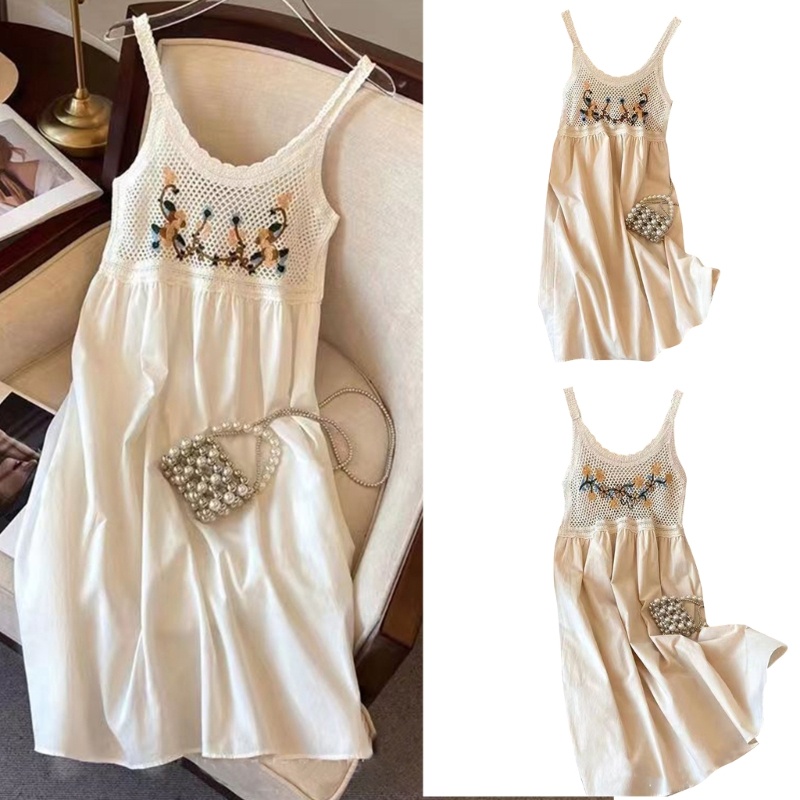 Đầm Hai Dây Thêu Họa Tiết Phong Cách Bohemian Thời Trang Mùa Hè Cho Nữ