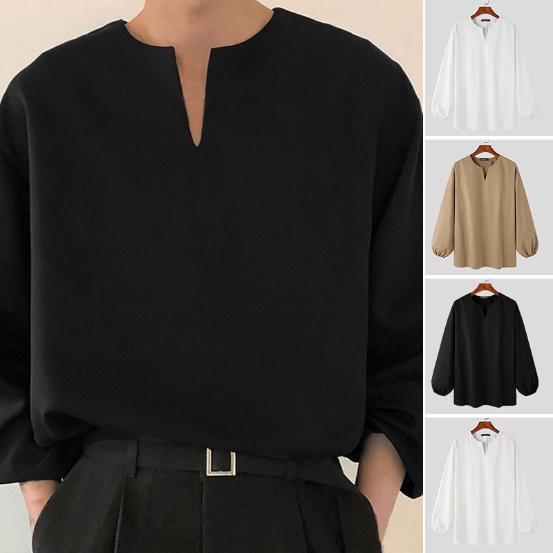 Áo INCERUN màu trơn dáng rộng thời trang thường ngày