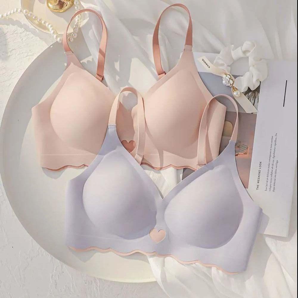 LOMBARD Áo Ngực Mỏng Không Đường May Không Gọng Thép Màu Sắc Trơn Cổ Chữ V Khoét Sâu Thoải Mái