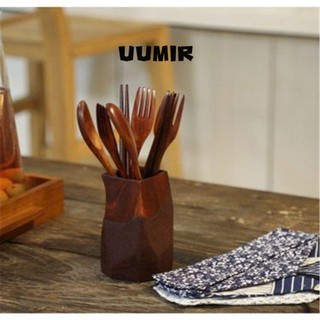 UUMIR Bộ đũa+muỗng+nĩa bằng gỗ phong cách Nhật Bản tiện dụng cho đi du lịch (bản lẻ túi vải)