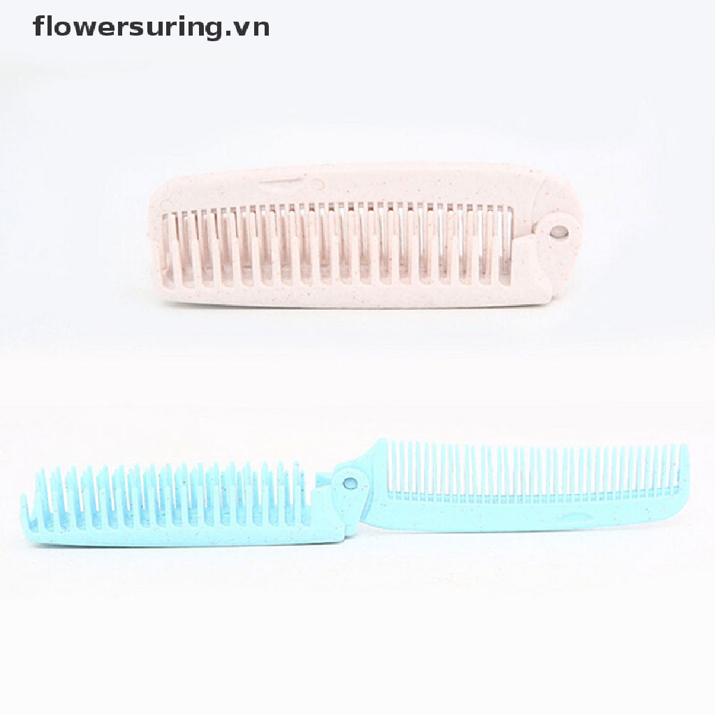 hairdressing portable folding comb hair brush pocket travel anti-static combs {flowersuring.vn}