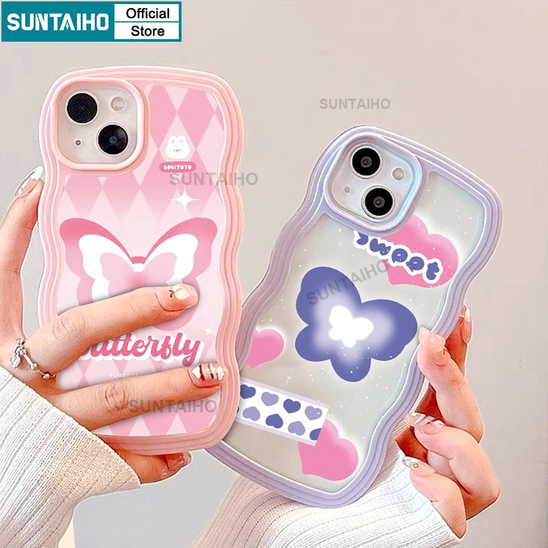 Suntaiho Ốp lưng iphone Ốp Điện Thoại TPU mềm kiểu bướm thích hợp cho iPhone 11 Pro 14 Pro Max 12 13 Pro XR XS Max 7 Plus 8 Plus