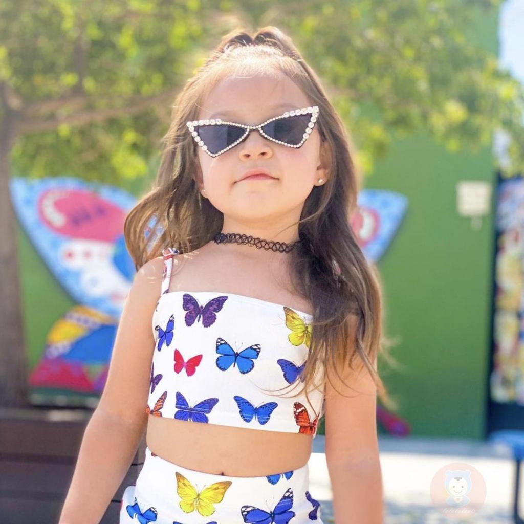 Kính Mát LAA6-Children Hình Tam Giác Màu Tím / Hồng / Đen / Xám Cho Bé Gái