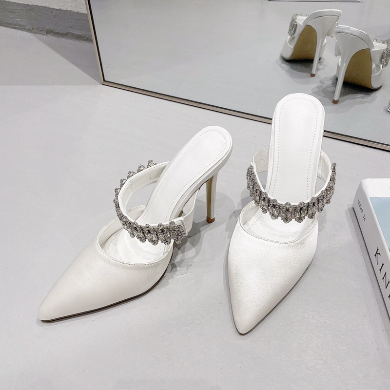 Giày Cao Gót Mũi Nhọn Đính Đá Thời Trang Cho Nữ Size 35-42