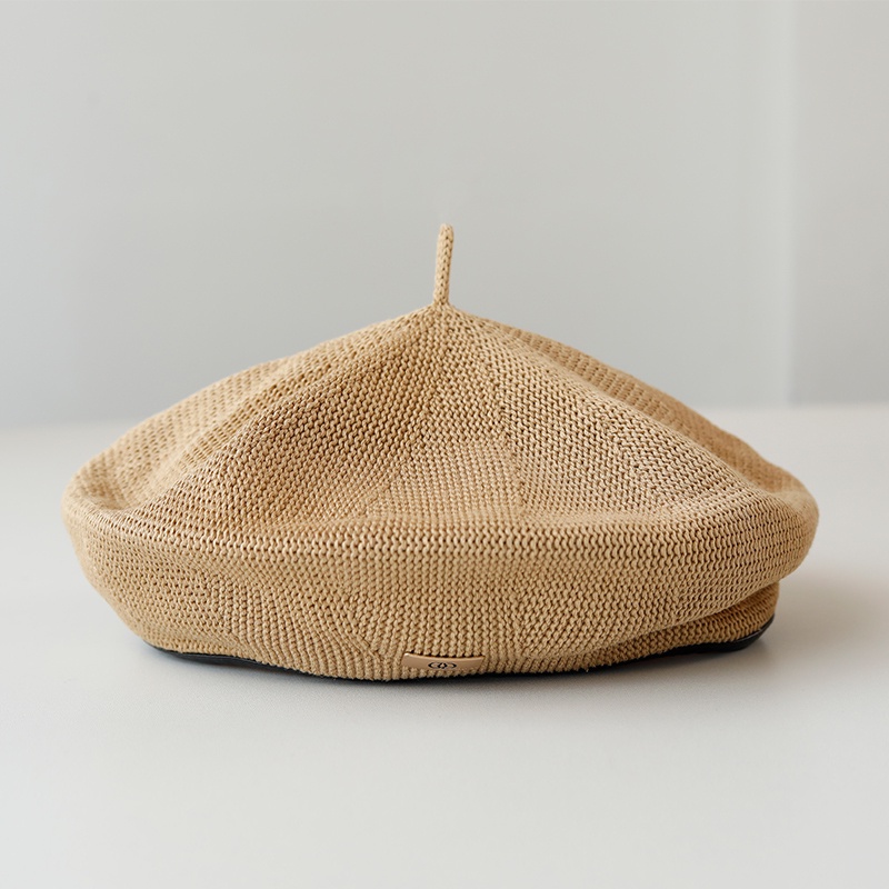 Mũ beret hè chất liệu lưới thông thoáng khí tag kim loại mới phong cách Hàn Quốc