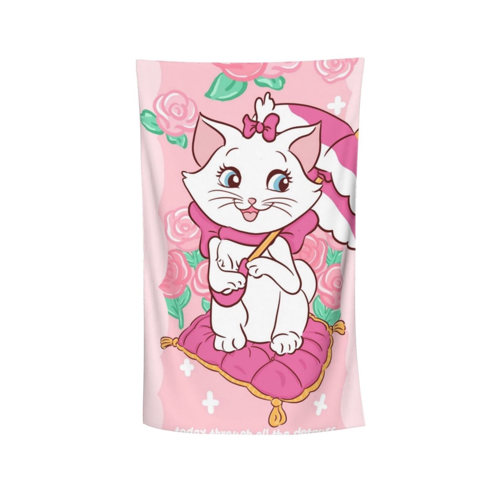 Khăn Tắm Cỡ Lớn 80x130cm Mềm Mại Thấm Hút Tốt In Hình Mèo Marie Dễ Thương