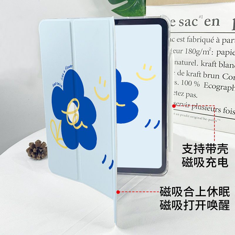 Bao Da Máy Tính Bảng Họa Tiết Hoa Có Ngăn Đựng Bút Cho iPad Air 4 7th / 8th 10.5 Air3 / iPad 9.7gen5-6 / Mini 6 / Pro11 2021