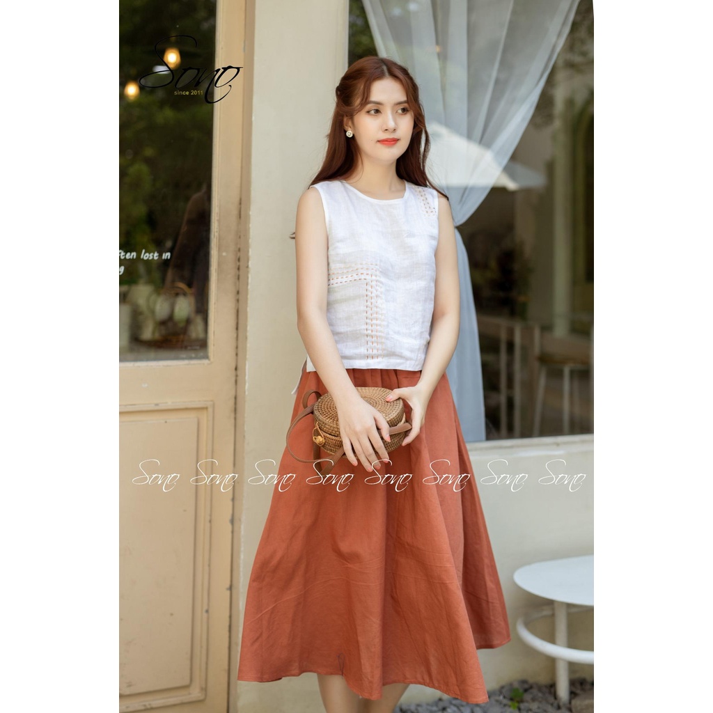 Sono - Chân váy chất liệu linen dáng dài hàng thiết kế trẻ trung