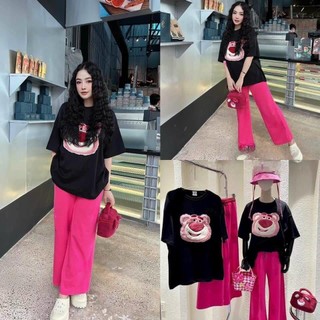 Đồ bộ nữ- sét đồ bộ ngố - đồ bộ quần ống rộng gấu ngố thun gân cao cấp