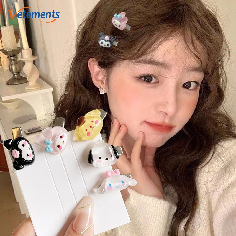 Sweet Kẹp Tóc Mini Đơn Giản Bằng Hợp Kim Kuromi Duckbill / Kẹp Tóc Pudding Dog Sanrio Bangs Lấp Lánh Bằng Resin Hợp Kim Cho Trẻ Em