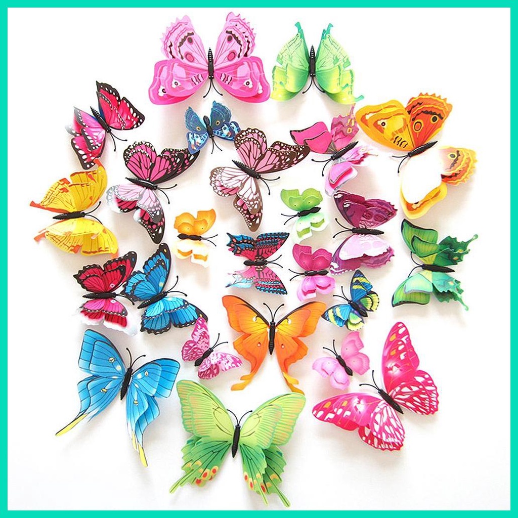 Set 12 Sticker Nam Châm Dán Tủ Lạnh Hình Bướm 3D