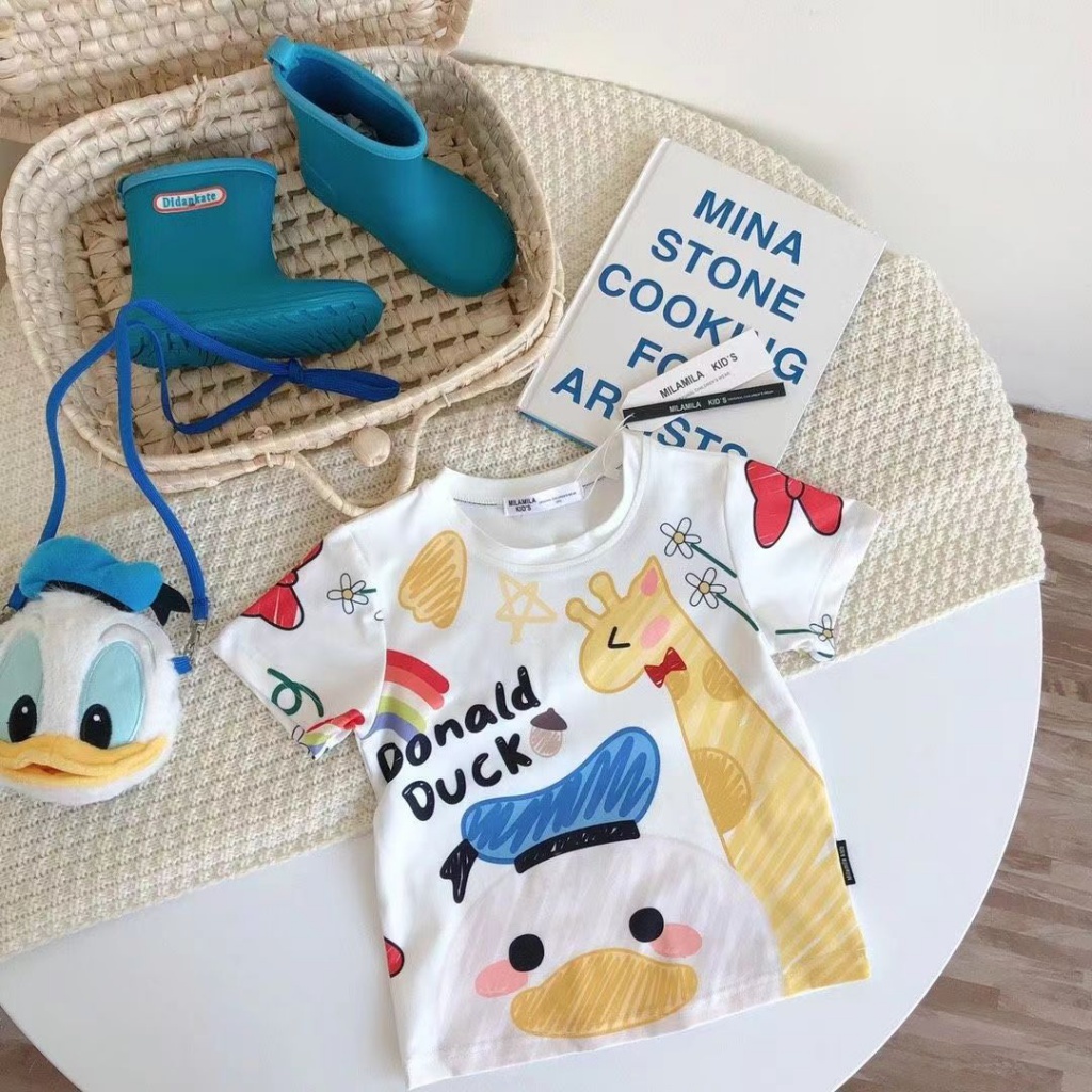 Áo Thun 100% Cotton Tay Ngắn In Họa Tiết Graffiti Hoạt Hình Thời Trang Mùa Hè 2023 Dành Cho Trẻ Em