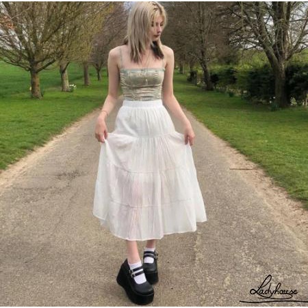 Chân Váy Maxi Chiffon Dài Dáng Chữ A Lưng Cao Xếp Ly Màu Trơn Thời Trang Đường Phố Cho Nữ LDD-Y2K