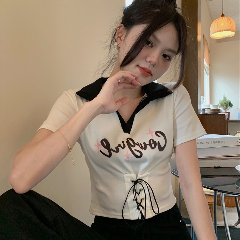 IELGY  Áo Thun Ngắn Tay In Chữ IELGY   Thời Trang Nữ