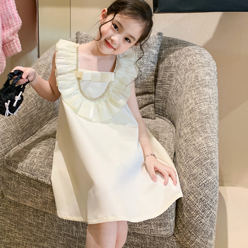 Đầm Công Chúa Không Tay Màu Sắc Trơn Thời Trang Mùa Hè Cho Bé Gái