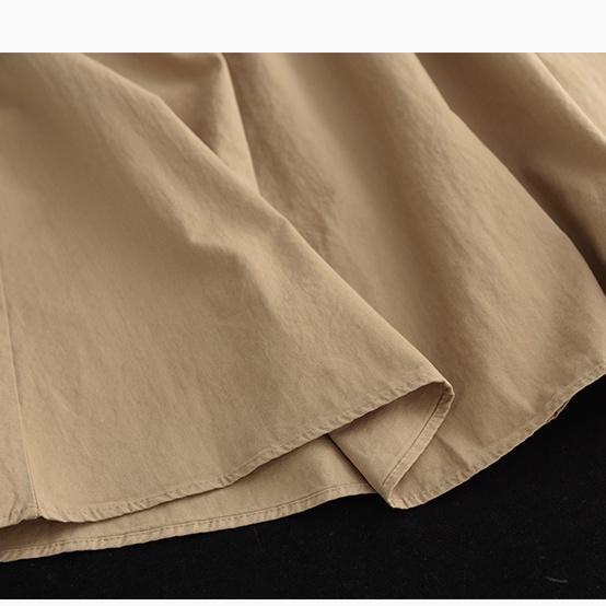 Chân váy cotton lanh lạnh màu trơn lưng thun phong cách thời trang retro cho nữ