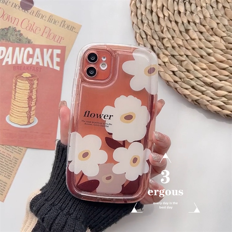 Ốp Điện Thoại TPU Mềm Đệm Khí In Hình Hoa Nâu Cho iPhone 14 13 12 11 Pro Max SE2020 X XR Xs Max 7 8 Plus