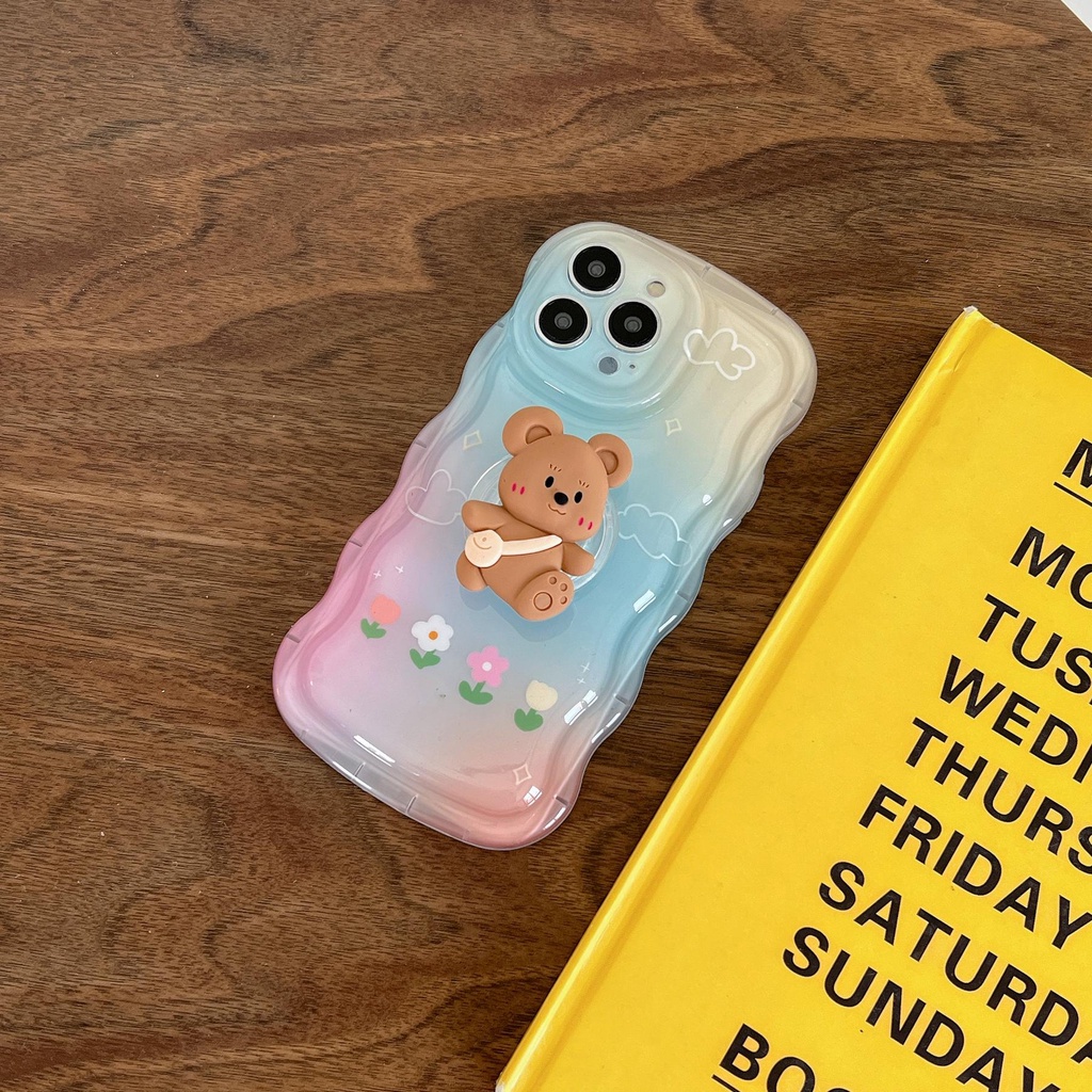 Ốp Điện Thoại Silicon Trong Suốt Họa Tiết Hoạt Hình Chú Gấu Dễ Thương Chống Sốc Cho iPhone 14 13 12 11 Pro Max