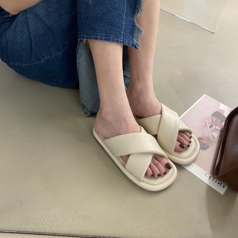 Kisstyle Dép đi biển Mùa Hè Nhẹ Nhàng Đế Mềm Dây Chéo Thoải Mái Cho Nữ