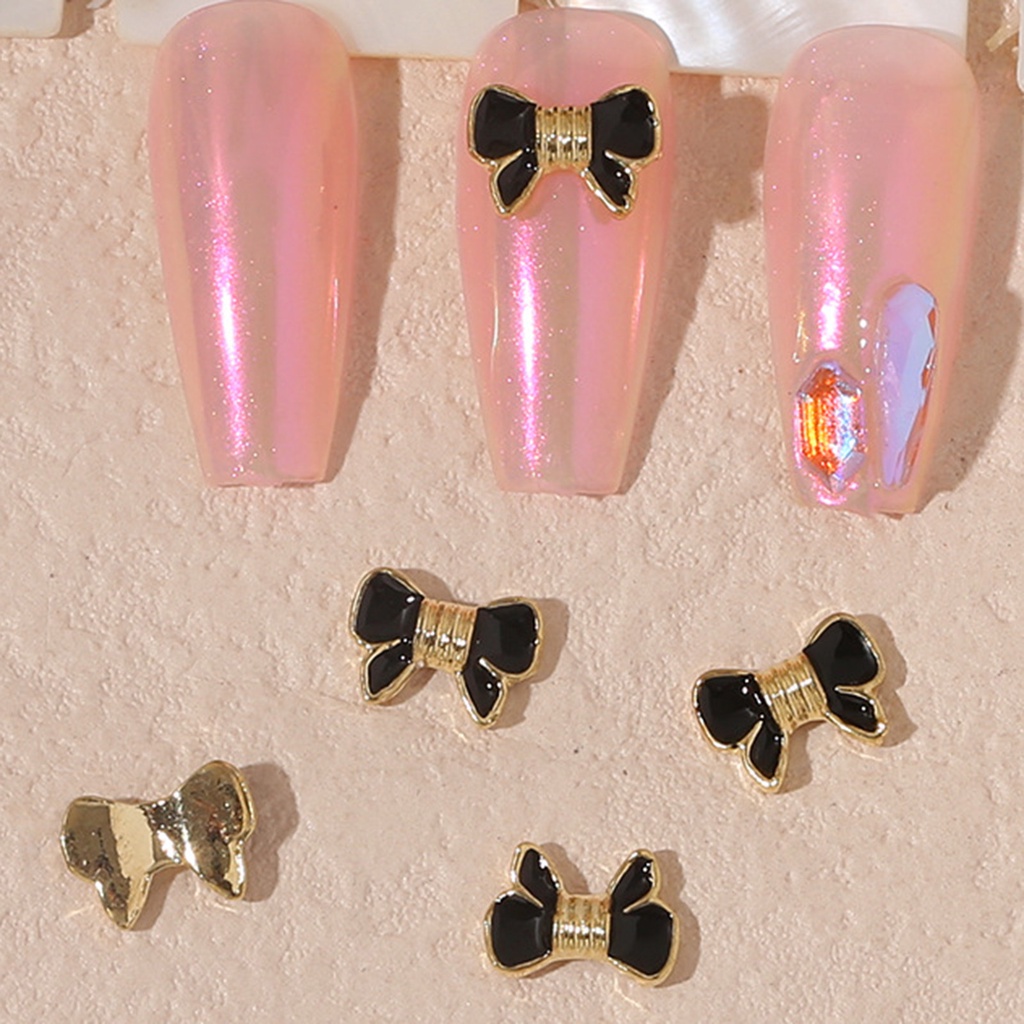 Set 10 Phụ Kiện Trang Trí Móng Tay Nghệ Thuật Bằng Hợp Kim Ba Chiều Có Hương Thơm Hình Hoa Trà / Nơ DIY