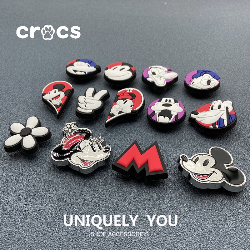 DISNEY Crocs Phụ Kiện Trang Trí Giày Hình MICKEY / Minnie / jibbitz botton Dễ Thương