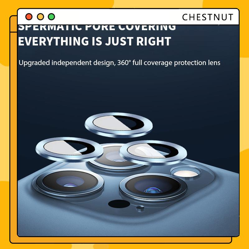 Kính Cường Lực Bảo Vệ Camera Sau Có Vòng Nhẫn Kim Loại Cho iP 14 14 Pro 13 12 11 Pro Max 13 Mini 12 Mini-CT