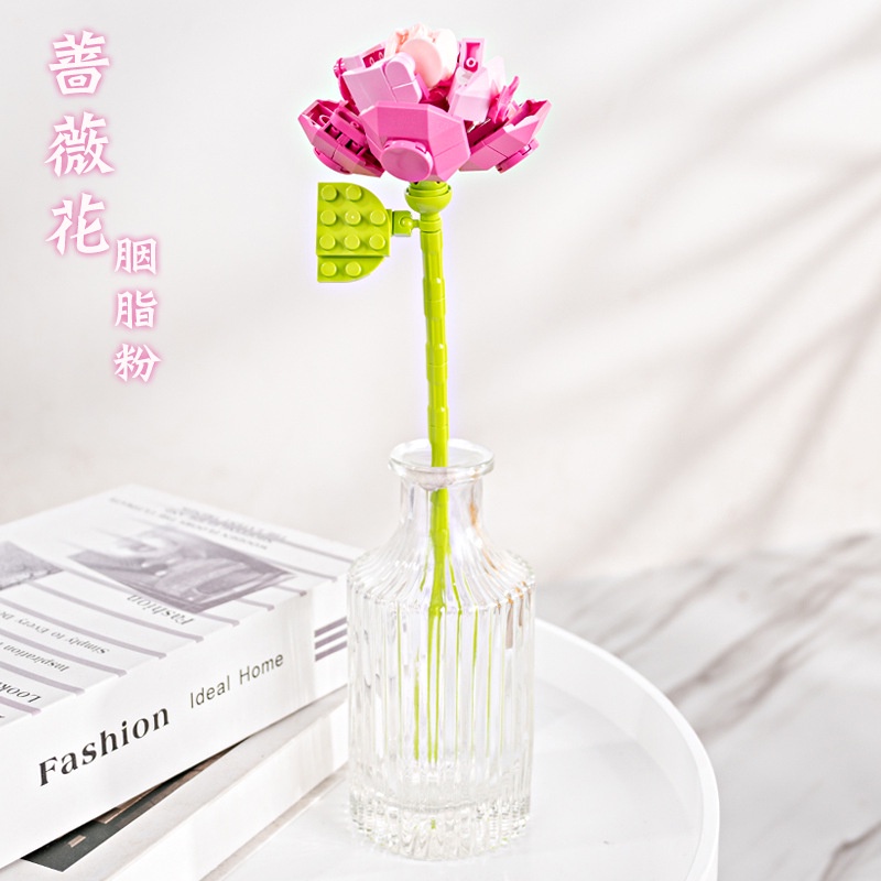 Bộ Đồ Chơi Lắp Ráp Hình Bó Hoa Hồng Sáng Tạo DIY Dành Cho Bé Gái