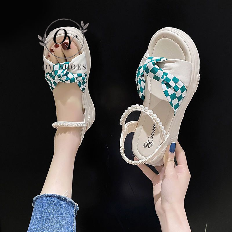 Xăng đan Đế Dày Đính Ngọc Trai Thời -Trang Mùa Hè 2023 sandals