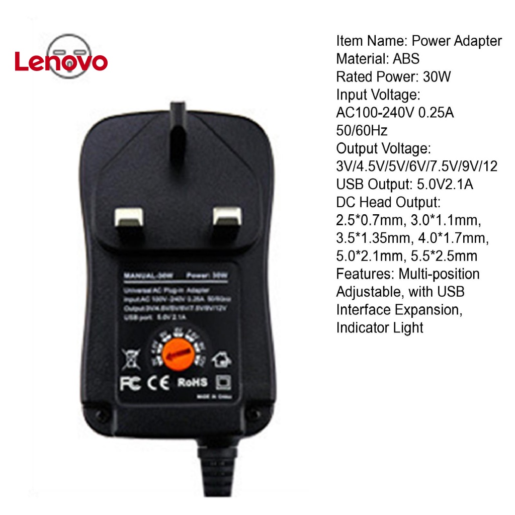 1 Bộ Điều Hợp Nguồn Điện Đa Năng 3-12V 30W AC DC Có Đèn Báo Giao Diện USB