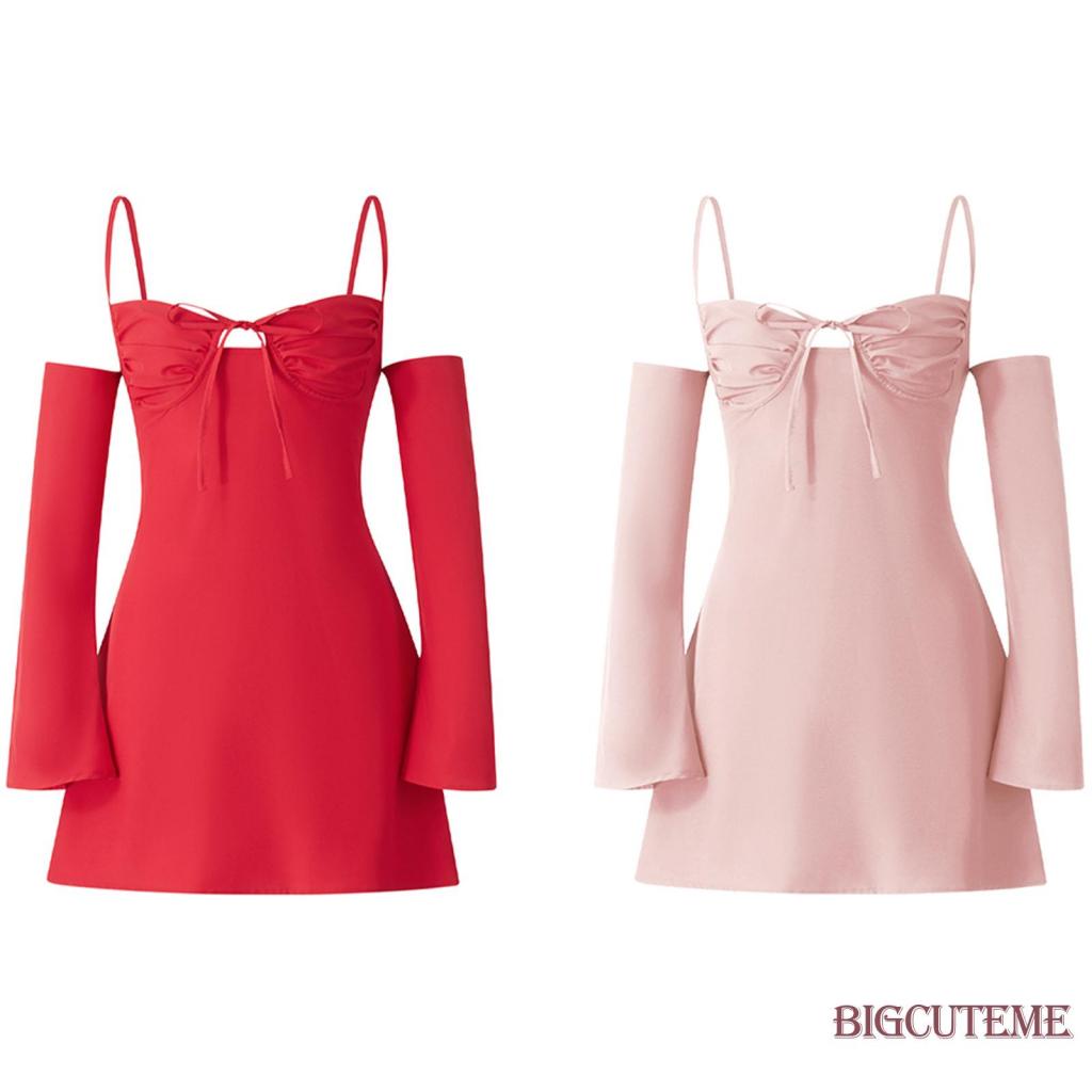 [] - Đầm Hai Dây Mini Cổ Khoét Sâu Mùa Hè Có Tay Áo Dành Cho Nữ