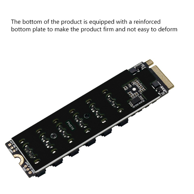 PCIE to SATA 6Gpbsx6-Port Expansion Card+SATA Cable M.2 MKEY PCI-E Riser Card M.2 NVME to SATA3.0 ASM1166 Support PM