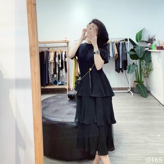 Tira Mama Design [ VT199 ] váy thun cotton phối voan xếp ly basic