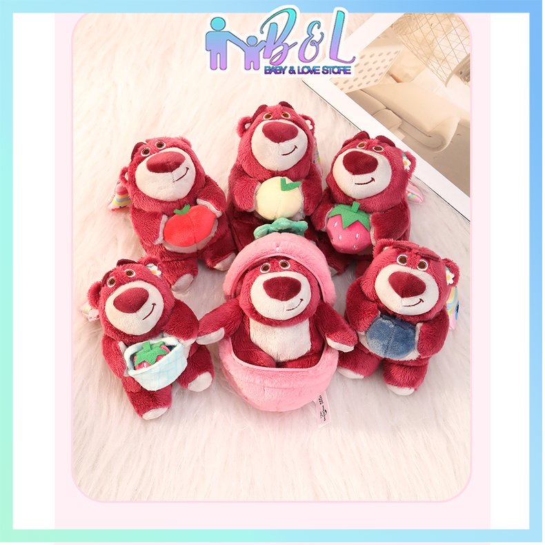 Bộ 3 Gấu Nhồi Bông Hình Trái Dâu / Lotso Ngẫu Nhiên Dễ Thương Dùng Làm Quà Tặng Giáng Sinh / Sinh Nhật / Túi Xách