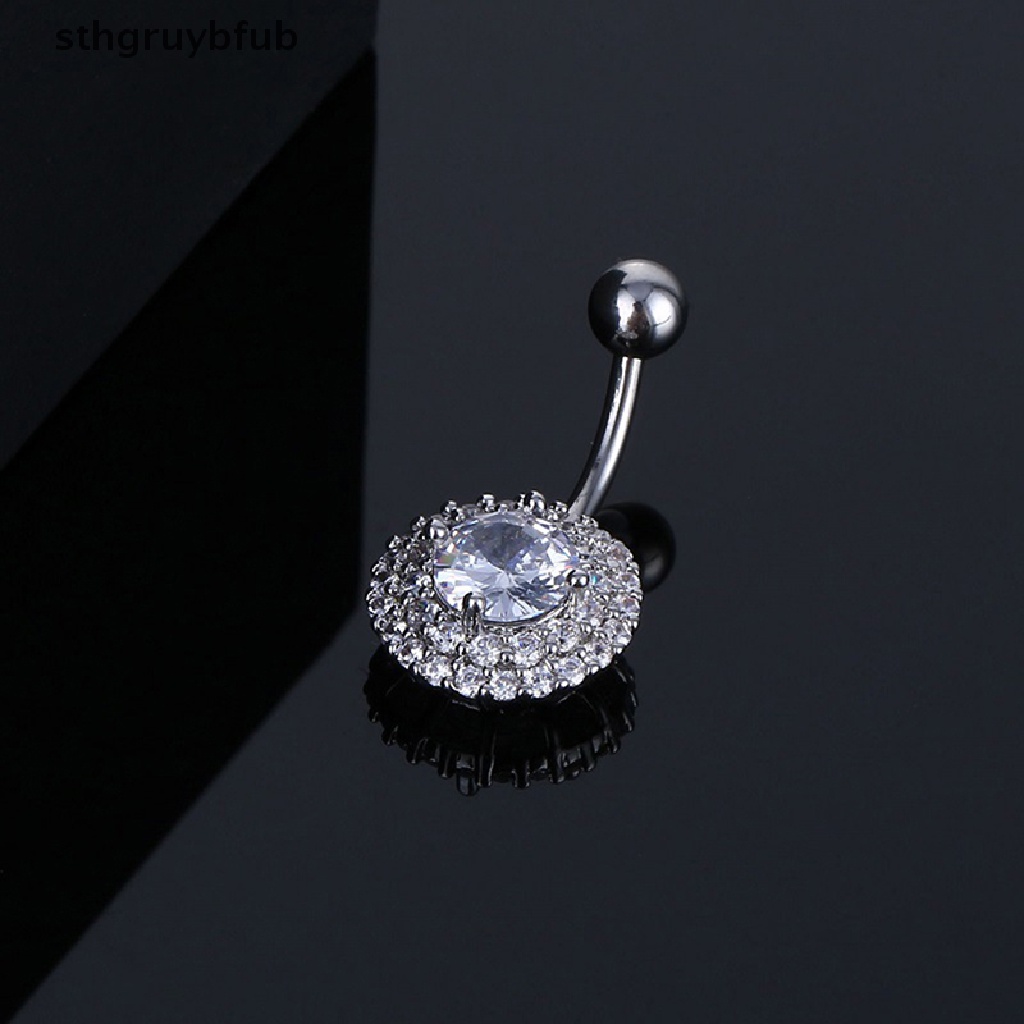 Khuyên Rốn Bằng Thép Không Gỉ Hình Hoa Đính Đá Zircon Quyến Rũ