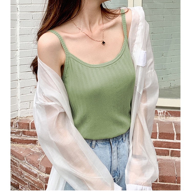 Áo tanktop SUXI dệt kim thiết kế tối giản thời trang mùa hè cho nữ