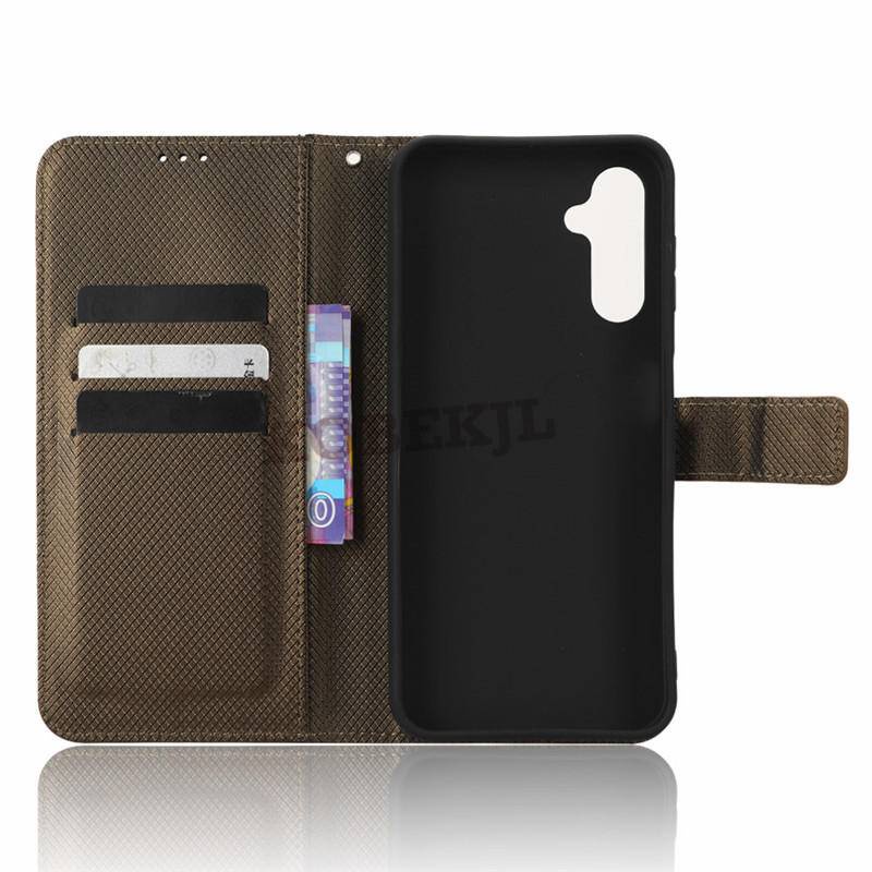 Bao Da pu Điện Thoại Nắp Lật Kèm Ngăn Đựng Thẻ Đính Kim Cương Cho samsung a14 4g samsung a14 5g a04 a04e galaxya14 4g Giá Đỡ