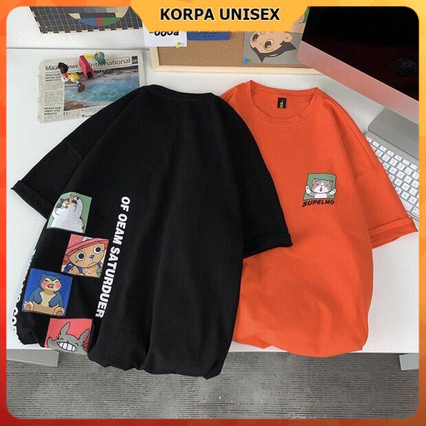 [ Ảnh thật ] Áo thun tay lỡ phông rộng Unisex hoạt hình Supelmo ngộ nghĩnh - nam nữ đều mặc được