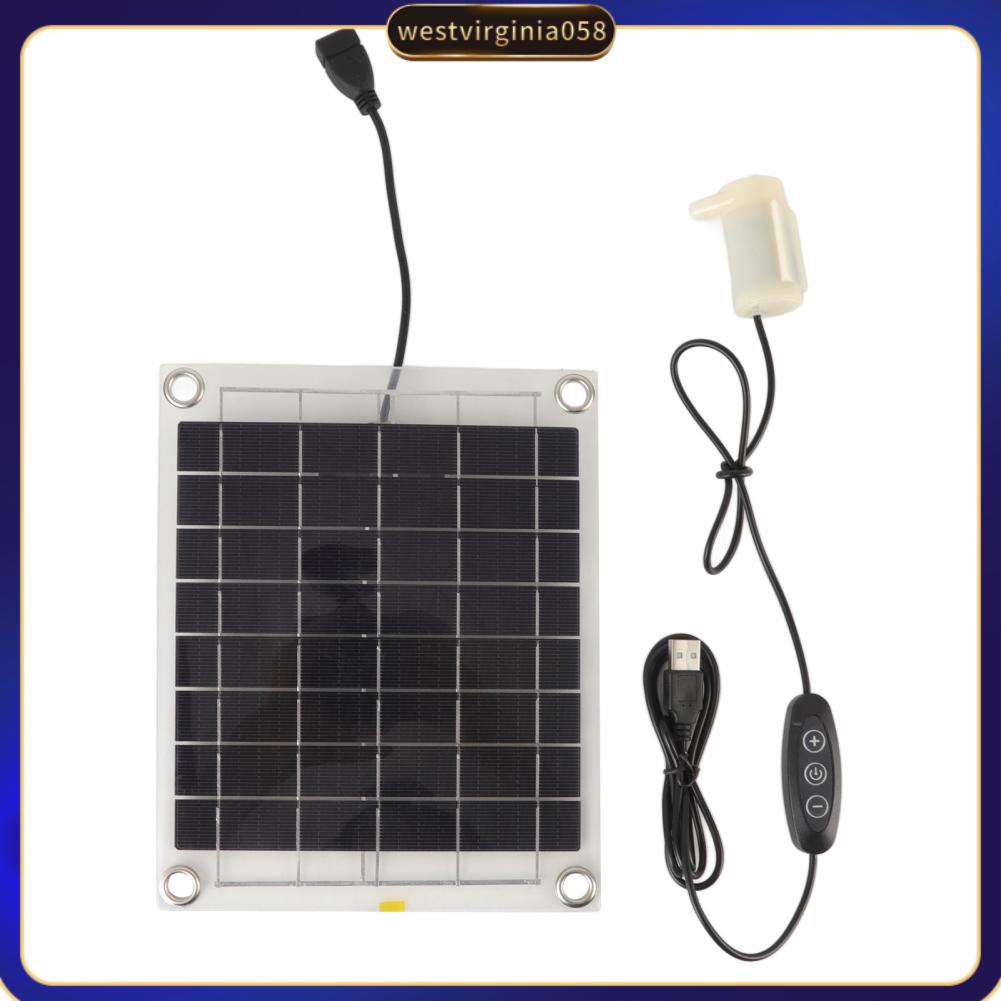 Westvirginia058 Bộ máy bơm nước năng lượng mặt trời 10W Bảng điều khiển silicon đơn tinh thể hai 5V 3W có độ ồn thấp