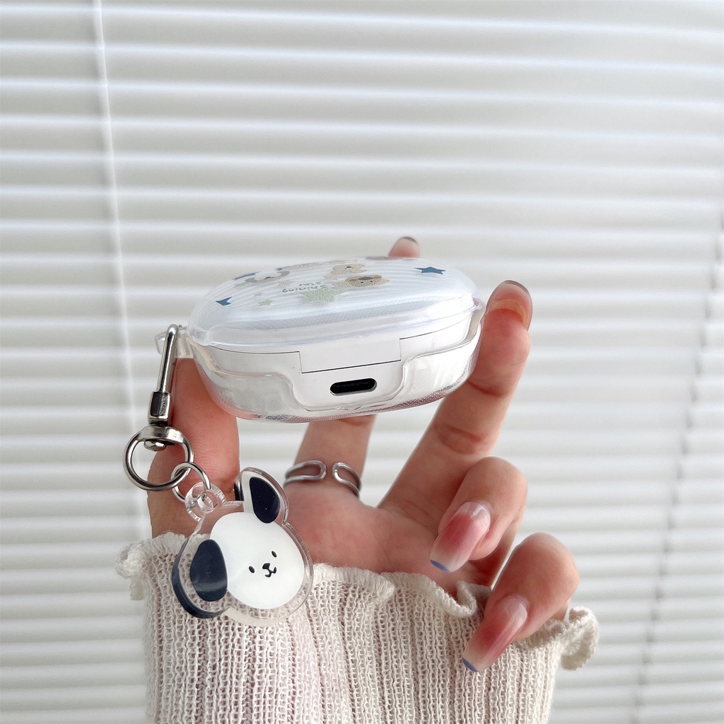 Vỏ Bảo Vệ Hộp Sạc Tai Nghe Redmi Buds4 Lite Bằng TPU Trong Suốt Họa Tiết Hoạt Hình Chú Chó Vui Nhộn Chống Sốc Kèm Móc Tre