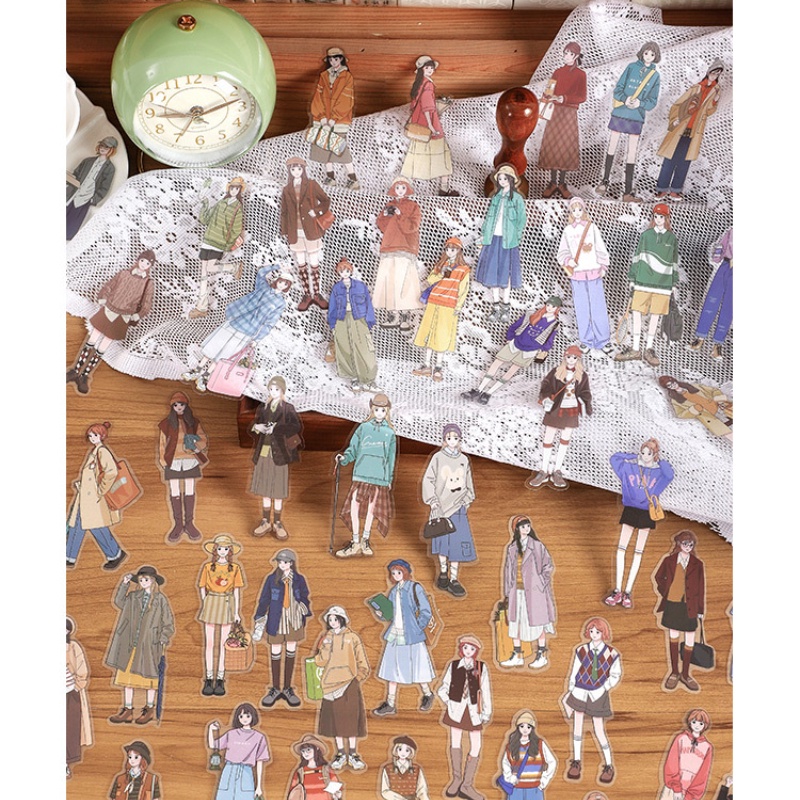 Bộ 30 Miếng Dán PET Nhân Vật Hoạt Hình Trang Trí Sổ Tay DIY